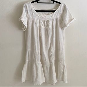 Zara White Cotton Dress with Lace Detail XS